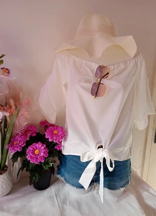 Blouse blanche pour femme, merk: Boutique indépendante, staat: Nieuw zonder prijskaartje, maat: M / 38 / 10, € 15,00, € 16,45 inclusief Kopersbescherming