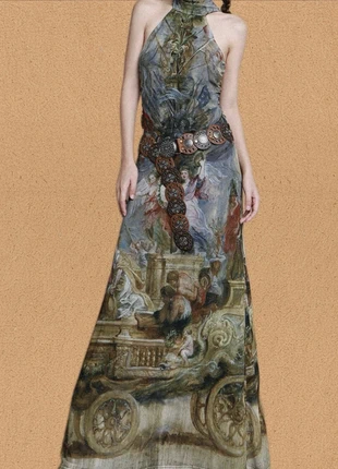 Baroque Art Print Draped Maxi Dress – Museum-Inspired – Size S, marke: Michicat, zustand: Sehr gut, größe: S / 36 / 8, 15,00 €, 16,45 € inklusive Vinted-Käuferschutz