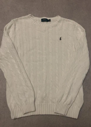 Ralph Lauren pull torsadé blanc col rond en coton – taille L, brand: Ralph Lauren, condition: Very good, size: L, €50.00, €53.20 includes Buyer Protection