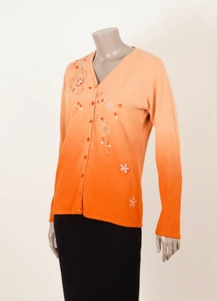 Gilet dégradé Malva – brodé et perlé – couleur pêche orangé – taille S (36), merk: Malva, staat: Heel goed, maat: S / 36 / 8, € 15,00, € 16,45 inclusief Kopersbescherming