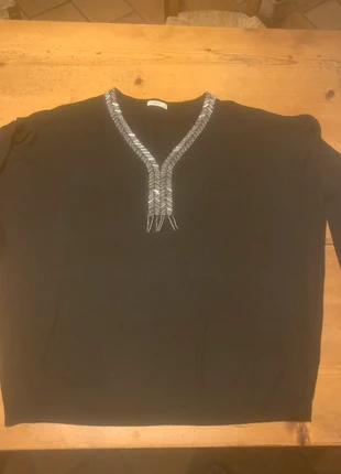 Très beau pull coll en V avec perle en fer manche 3/4, marque: Moewy, état: Très bon état, taille: XXL / 44 / 16, 3,00 €, 3,85 € Protection acheteurs incluse