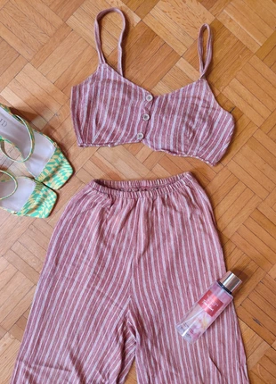 Coordinato Top e Pantaloni - pull & bear - estivo - a righe - taglia XS, marque: Pull & Bear, état: Très bon état, taille: XS / 34 / 6, 8,00 €, 9,10 € Protection acheteurs incluse