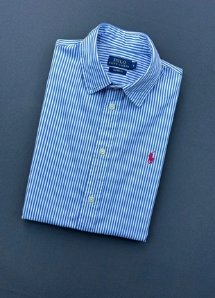 Chemise femme custom fit rayée bleu et blanc logo brodé rose Ralph Lauren taille S, marca: Ralph Lauren, estado: Muy bueno, tamaño: S / 36 / 8, 59,00 €, 62,65 € Protección al comprador Pro incluida