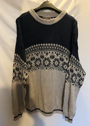 C.J. Cotton Company grey blue long vintage jumper 80’s 90’s approx M, brand: C.J. Cotton, condition: Satisfactory, size: M, £14.00, £15.40 includes Buyer Protection Pro