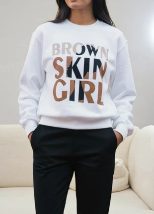 Sweet Femme imprimé Brown Skin Girl - Taille 38 - M - Col rond - épais et molletonné, marke: LOOK, zustand: Sehr gut, größe: M / 38 / 10, 12,00 €, 13,30 € beinhaltet Vinted-Käuferschutz Pro