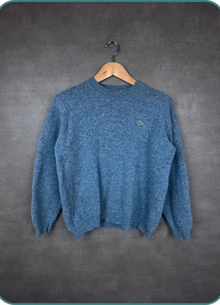 Pull bleu chiné Lacoste femme en pure laine vierge, col rond, taille L, brand: Lacoste, condizioni: Ottime, taglia: L / IT 44 / EU 40, €45.00, €47.95 include la Protezione acquisti