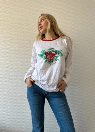 Longsleeve haut manches longues en cotton imprimé floral blanc oversize M / 38, marque: Pierre Cardin, état: Très bon état, taille: M / 38 / 10, 25,00 €, 26,95 € Protection acheteurs incluse