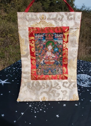 Tenture Thangka Tara Arja Blanche Libératrice Brocart Décoration Bouddhiste Nepal, marca: Tibet, estado: Muito bom, €19.90, €21.60 inclui Proteção do Comprador Pro