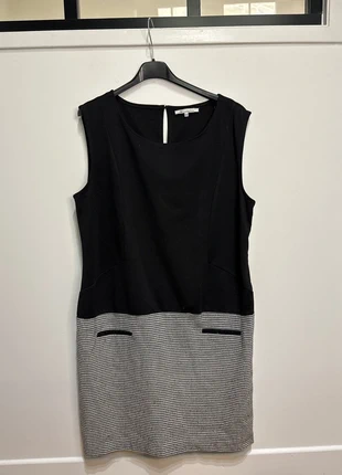 Robe noire bicolore motif pied-de-poule élégante, brand: Vintage Dressing, condition: Very good, size: XXL / 44 / 16, €7.00, €8.05 includes Buyer Protection