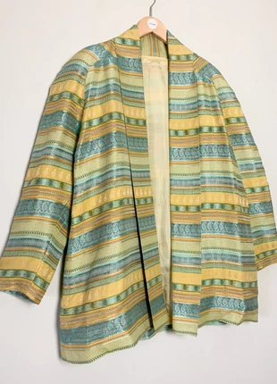 Veste Kantha bleu et ocre vintage #vestes #soie, merk: Vintage, staat: Heel goed, maat: L / 40 / 12, € 42,00, € 44,80 inclusief Kopersbescherming Pro