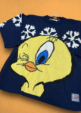 Pull cartoon vintage 90s Titi Tweety, marque: Looney Tunes, état: Très bon état, taille: M, 65,00 €, 68,95 € Protection acheteurs (Pro) incluse