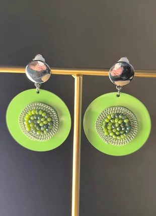 Boucles D'oreilles Argentées Vert Pomme à Clips, condition: New with tags, €4.00, €4.90 includes Buyer Protection Pro