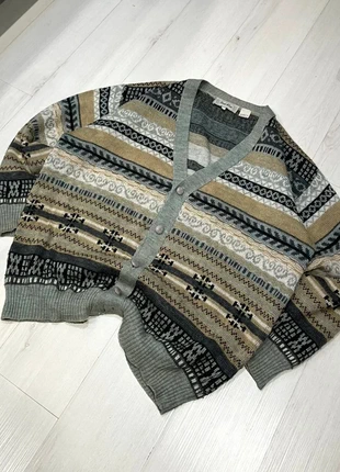 Cardigan Sweater Gilet Vintage Laine Motifs Gris Beige 80’s Oversized Fit Retro Classic - Homme XL, brand: Vintage Dressing, condition: New without tags, size: XL, €40.00, €42.70 includes Buyer Protection