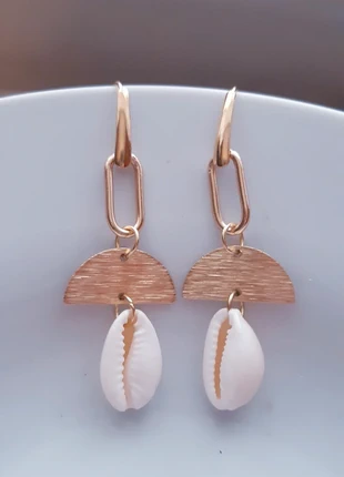 Boucles d'oreilles coquillage cauri beige crème, demi-lune doré, breloque géométrique et pendant or, zustand: Neu, 7,60 €, 8,68 € inklusive Vinted-Käuferschutz