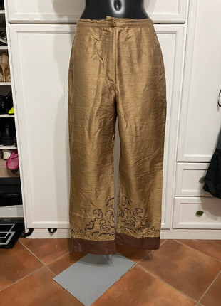 pantaloni ricamati 100% seta oro bronzo rene derby collection m, marque: René Derhy, état: Très bon état, taille: M / 38 / 10, 55,00 €, 58,45 € Protection acheteurs incluse