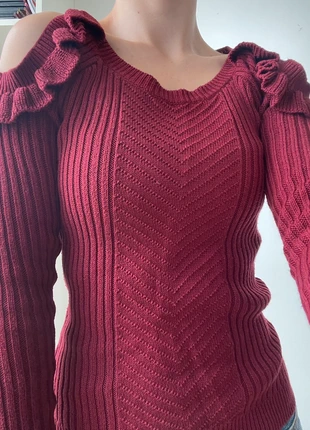 Pull côtelé bordeaux à épaules dénudées Jennyfer Femme taille XS, marca: Jennyfer, estado: Novo sem etiquetas, tamanho: XS / 34 / 6, €4.50, €5.43 inclui Proteção do Comprador