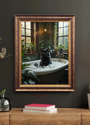 Poster A3 chat baignoire, marque: Fait Main, état: Neuf sans étiquette, 5,00 €, 5,95 € Protection acheteurs incluse