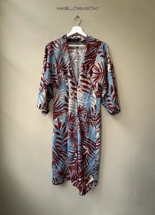 Robe vintage MANGO kimono fluide imprimé tropical oiseaux et feuillage - Taille XS, marque: Mango, état: Très bon état, taille: XS / 34 / 6, 8,50 €, 9,63 € Protection acheteurs incluse