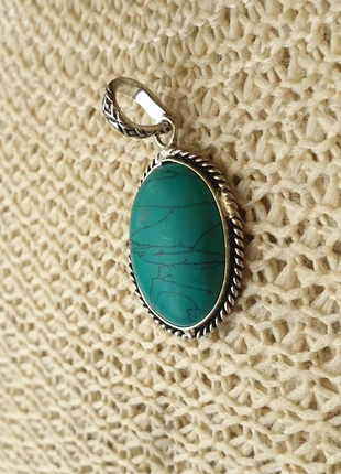 Zilver hanger met natuursteen Turquoise, marque: Silver, état: Neuf sans étiquette, 11,00 €, 12,25 € Protection acheteurs incluse