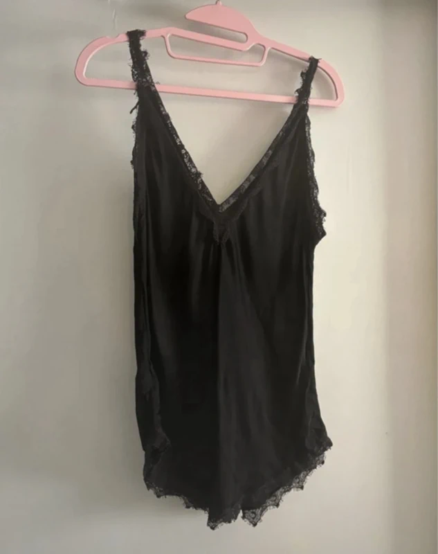 Débardeur Sexy en Satin Noir - Taille 38 - photo numéro 4