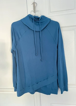 blue women cowl neck long sleeve drawstrings lace up tiered hem sweatshirt M, brand: NO LABEL, condition: Very good, size: M / UK 12-14, £9.28, £10.44 includes Buyer Protection