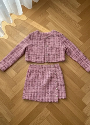 Ensemble Jupe Veste Tweed Rose Chic Vintage, brand: Vintage Dressing, condition: Very good, size: M / 38 / 10, €56.99, €60.54 includes Buyer Protection