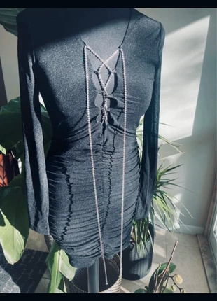 Vestido festa com corrente de brilhantes drapeado, marca: Local, estado: Novo sem etiquetas, tamanho: M / 38 / 10, €18.50, €20.13 inclui Proteção do Comprador