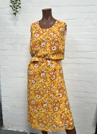 Vintage Yellow Floral Dress 18 20 Sleeveless Retro True Belt MIDI, brand: Vintage Dressing, condition: Very good, size: L / UK 16-18, £18.00, £19.60 includes Buyer Protection Pro