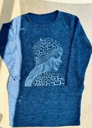 Tunique Femme en Coton Taille M – Bleu Jean avec Motif Femme & Perle – Style Décontracté Chic, état: Neuf sans étiquette, taille: M / 38 / 10, 8,00 €, 9,10 € Protection acheteurs incluse