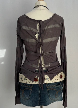 🩶 Fairy dark top ajouré dos nu rayures semi transparent vintage années 2000, brand: Vintage Dressing, condition: Very good, size: S / 36 / 8, €26.02, €28.02 includes Buyer Protection Pro