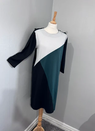 Afibel Black/White/Green Midi Dress Uk 10/12 Size, brand: Afibel, condition: Very good, size: L / 12, £12.99, £14.34 includes Buyer Protection