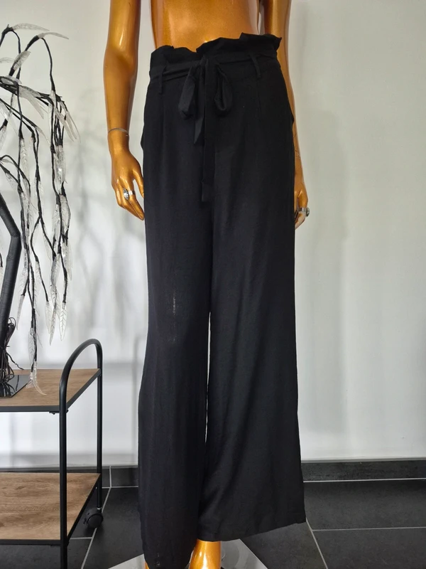 Pantalon Large Noir femme avec ceinture Taille L/40