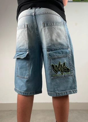 Short en jean large baggy jort oversize brodé JNCO vintage dressing y2k rétro fashion denim, marque: JNCO, état: Très bon état, taille: W34 | FR 44, 24,90 €, 26,85 € Protection acheteurs incluse