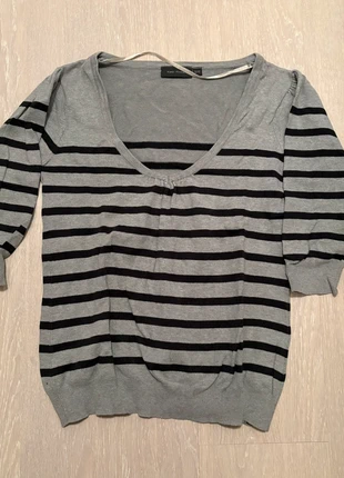 Pull Kiabi raye • gris & noir • 38/40 🌿, brand: Kiabi, condition: Very good, size: M / 38 / 10, €5.00, €5.95 includes Buyer Protection