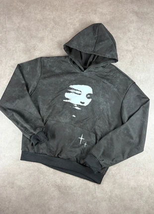 Sweat à capuche oversize, Y2K en coton noir effet Vintage à motif ombres blanches - Vintage, brand: Vintage Dressing, condition: Very good, size: M, €35.00, €37.45 includes Buyer Protection Pro