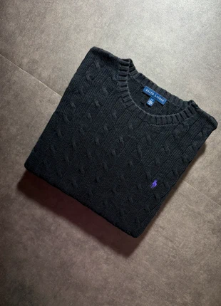 Pull torsadé Ralph Lauren | Col rond | Taille L | Noir logo violet, brand: Ralph Lauren, condizioni: Ottime, taglia: L, €59.50, €63.18 include la Protezione acquisti
