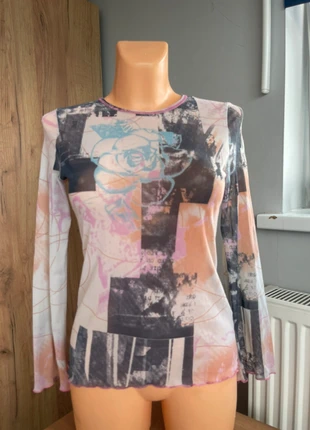 Mesh top Lili Chic Paris M met abstracte print, merk: Lili Chic, staat: Heel goed, maat: M / 38 / 10, € 16,99, € 18,54 inclusief Kopersbescherming