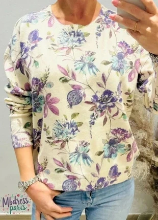Pull femme fleuri lilas tu 36/44, merk: Boutique Parisienne, staat: Heel goed, maat: XL / 42 / 14, € 39,00, € 41,65 inclusief Kopersbescherming Pro