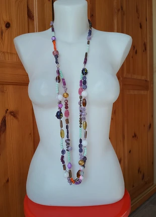 Collier long sautoir multicolore perles verre métal acrylique, marca: boho, estado: Muito bom, €15.00, €16.45 inclui Proteção do Comprador