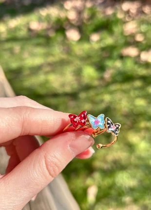 Bague ajustable - papillon - fleurs séchées, marque: Resin Handmade A, état: Neuf avec étiquette, taille: Ajustable, 8,00 €, 9,10 € Protection acheteurs (Pro) incluse