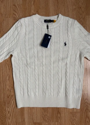 Polo Ralph Lauren Cable-Knit Cotton Sweater blanc, marque: Ralph Lauren, état: Neuf avec étiquette, taille: M, 115,00 €, 121,45 € Protection acheteurs incluse