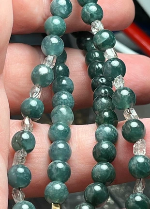 Collier rare en jade bleu naturel et diamants Herkimer – 46 cm – fermoir magnétique doré, staat: Heel goed, € 34,00, € 36,40 inclusief Kopersbescherming Pro