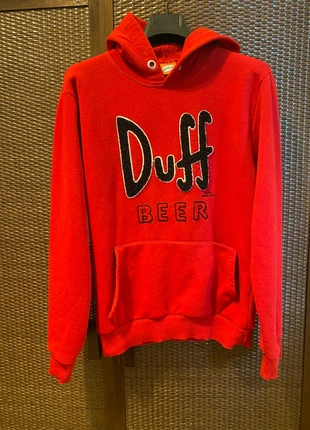 Felpa rosso con cappuccio Simpsons Duff beer, merk: The Simpsons, staat: Heel goed, maat: L, € 10,00, € 11,20 inclusief Kopersbescherming