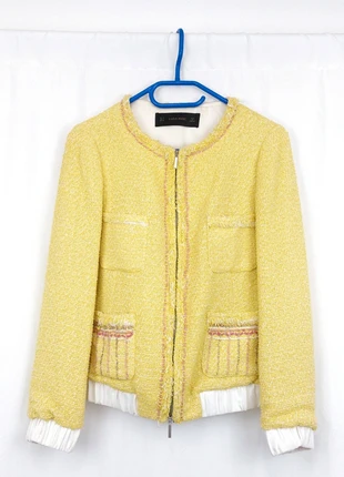 Zara Trafaluc Yellow Knitwear Bomber Jacket Coquette Boho Chic, marca: Zara, estado: Bom, tamanho: S / 36 / 8, €15.00, €16.45 inclui Proteção do Comprador