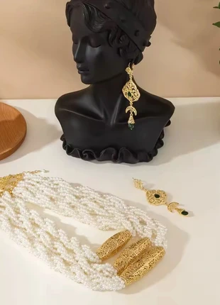 Parure marocaine complete beldi perlée caftan takchita mariée henna mariage, état: Neuf avec étiquette, 50,00 €, 53,20 € Protection acheteurs incluse