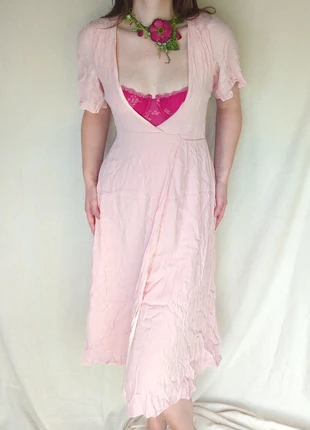 Rosa langes Strandkleid mit wickel optik, merk: COQUETTE, staat: Heel goed, maat: S / 36 / 8, € 13,00, € 14,35 inclusief Kopersbescherming