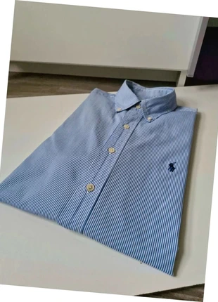 Chemise Ralph Lauren homme taille M à rayures bleu et blanche logo bleu en coton |B60, marca: Ralph Lauren, estado: Muito bom, tamanho: M, €33.00, €35.35 inclui Proteção do Comprador Pro