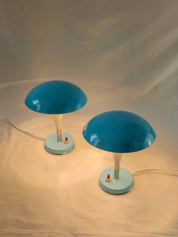 Lampki nocne biurkowe ZAOS Grzybek LN-8 PRL Po Renowacji Para