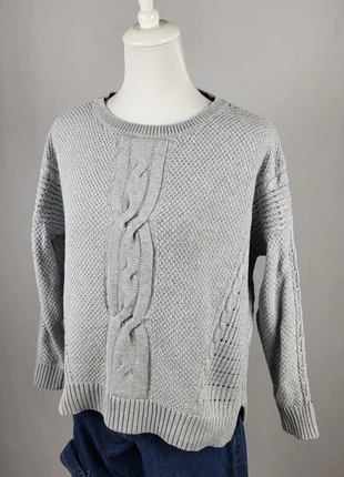 Pull torsadé Tommy Hilfiger femme XL gris maille épaisse col rond, brand: Tommy Hilfiger, condition: Very good, size: XL / 42 / 14, €17.00, €18.55 includes Buyer Protection Pro