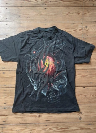 00s Mall Goth Cyber Skull T-shirt, merk: Spiral Direct, staat: Heel goed, maat: XL, € 10,00, € 11,20 inclusief Kopersbescherming